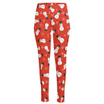 Christmas Snowman Pattern Print High-Waisted Pocket Leggings
