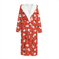 Christmas Snowman Pattern Print Hooded Bathrobe