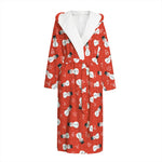 Christmas Snowman Pattern Print Hooded Bathrobe