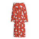 Christmas Snowman Pattern Print Hooded Bathrobe