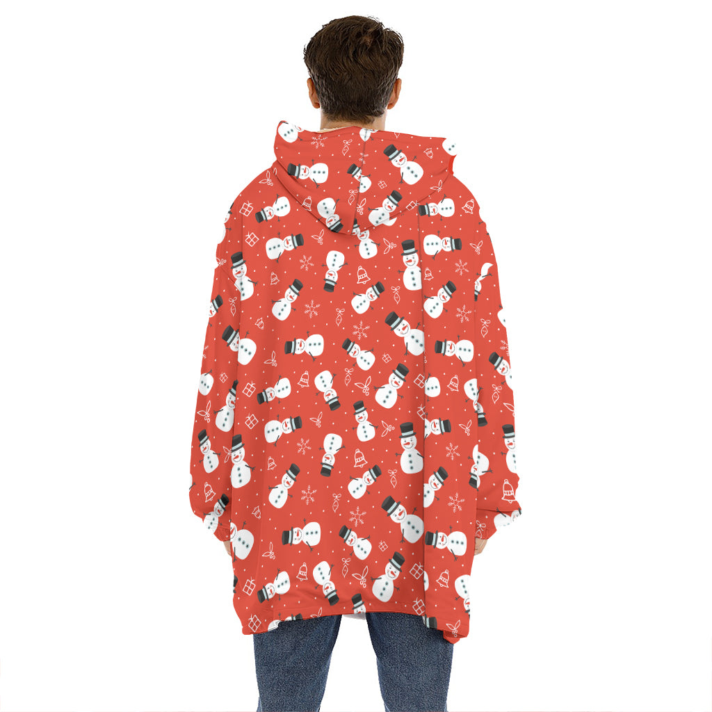 Christmas Snowman Pattern Print Hoodie Blanket