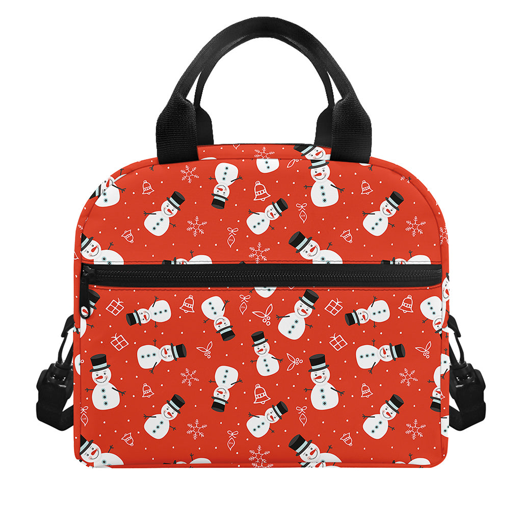Christmas Snowman Pattern Print Insulated Lunch Bag