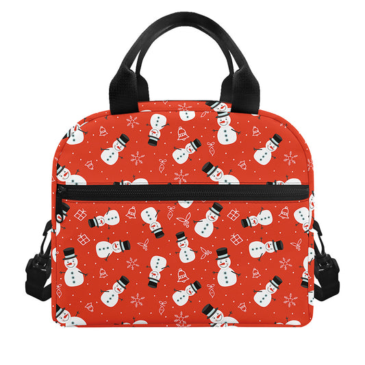 Christmas Snowman Pattern Print Insulated Lunch Bag