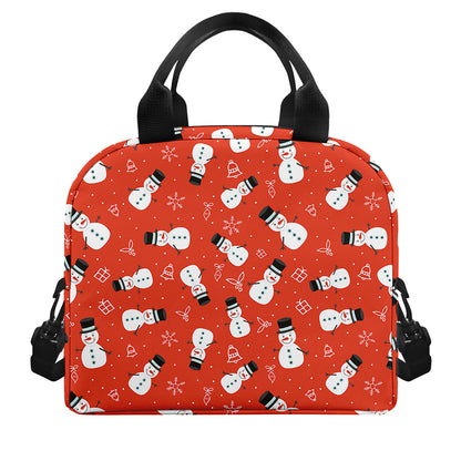 Christmas Snowman Pattern Print Insulated Lunch Bag