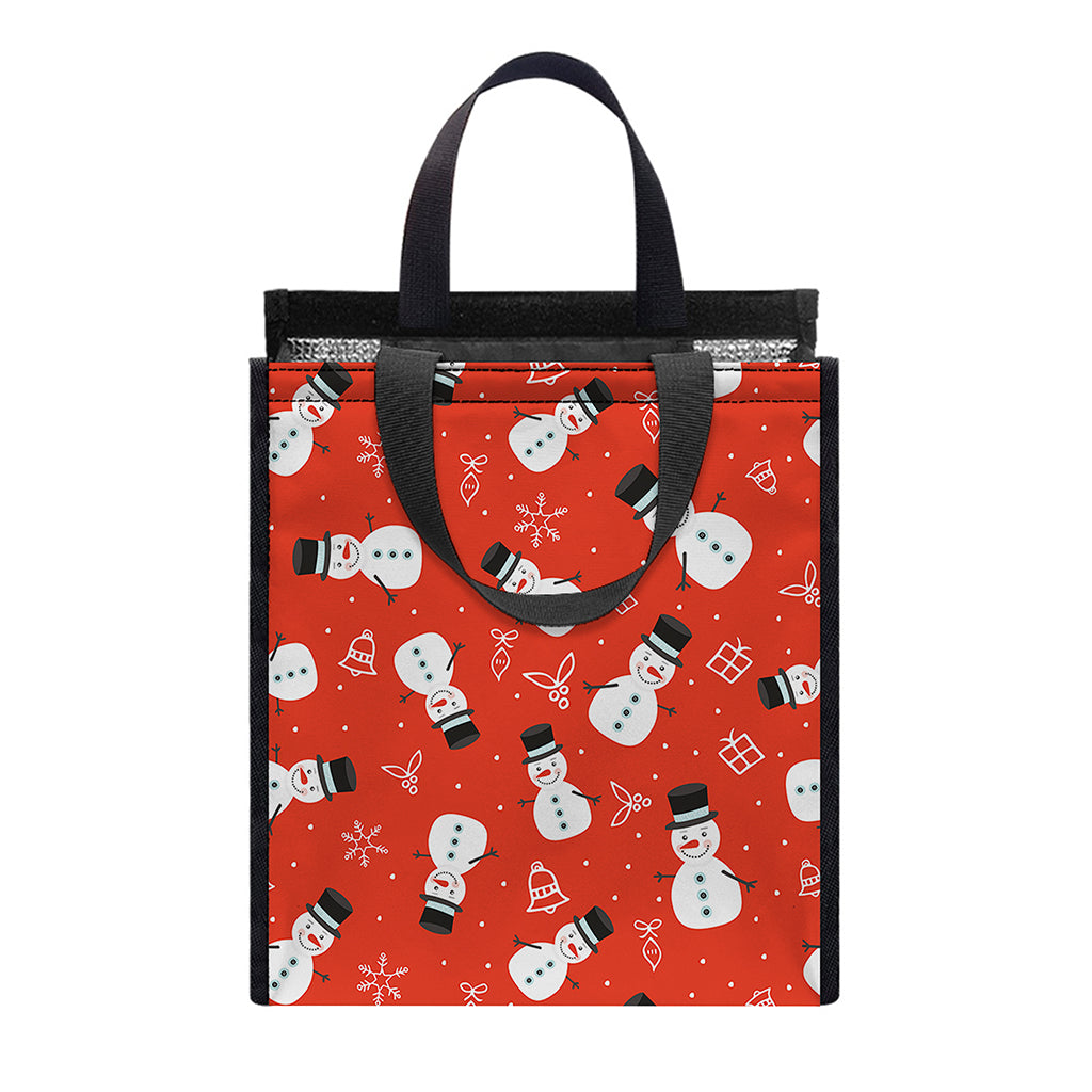 Christmas Snowman Pattern Print Insulated Lunch Tote