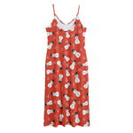 Christmas Snowman Pattern Print Jersey Midi Cami Dress