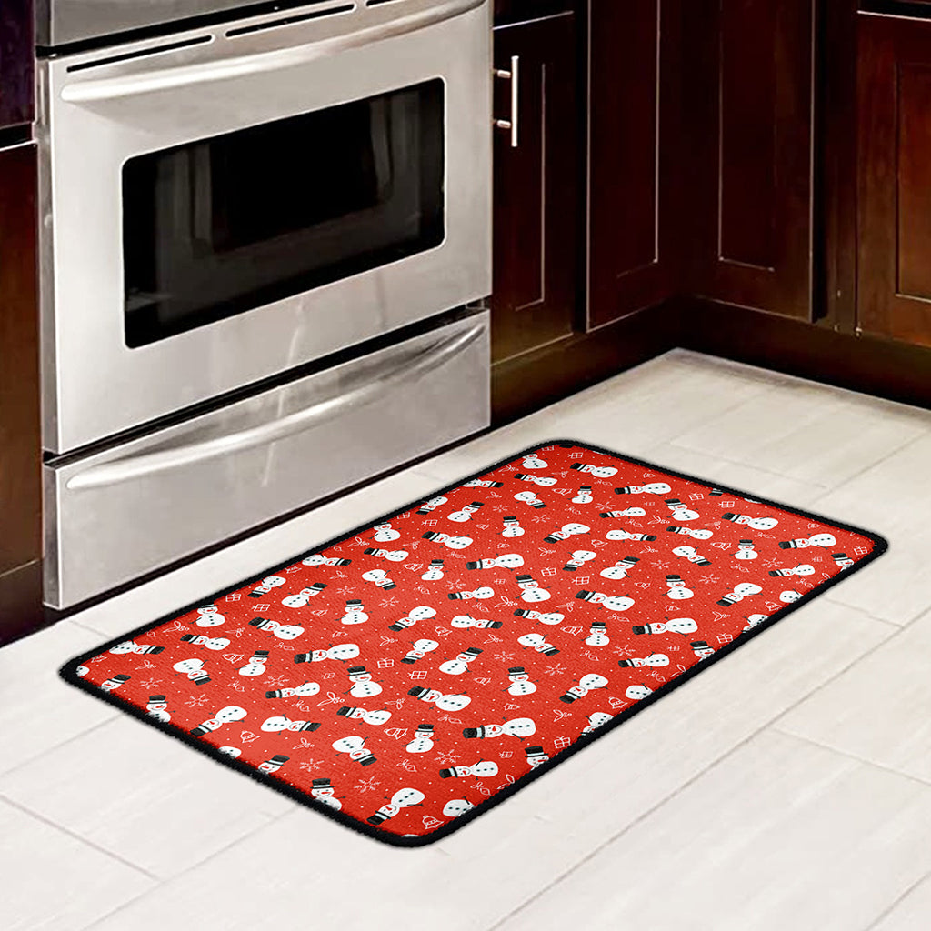 Christmas Snowman Pattern Print Kitchen Mat