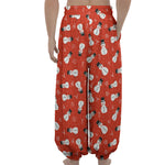Christmas Snowman Pattern Print Lantern Pants