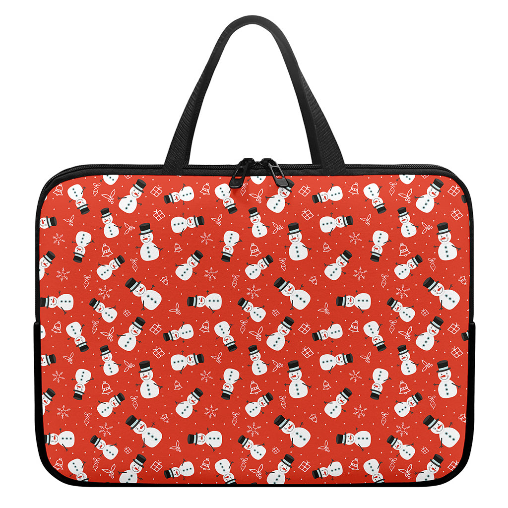 Christmas Snowman Pattern Print Laptop Sleeve With Handle