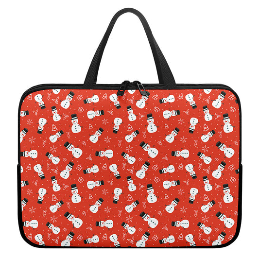 Christmas Snowman Pattern Print Laptop Sleeve With Handle