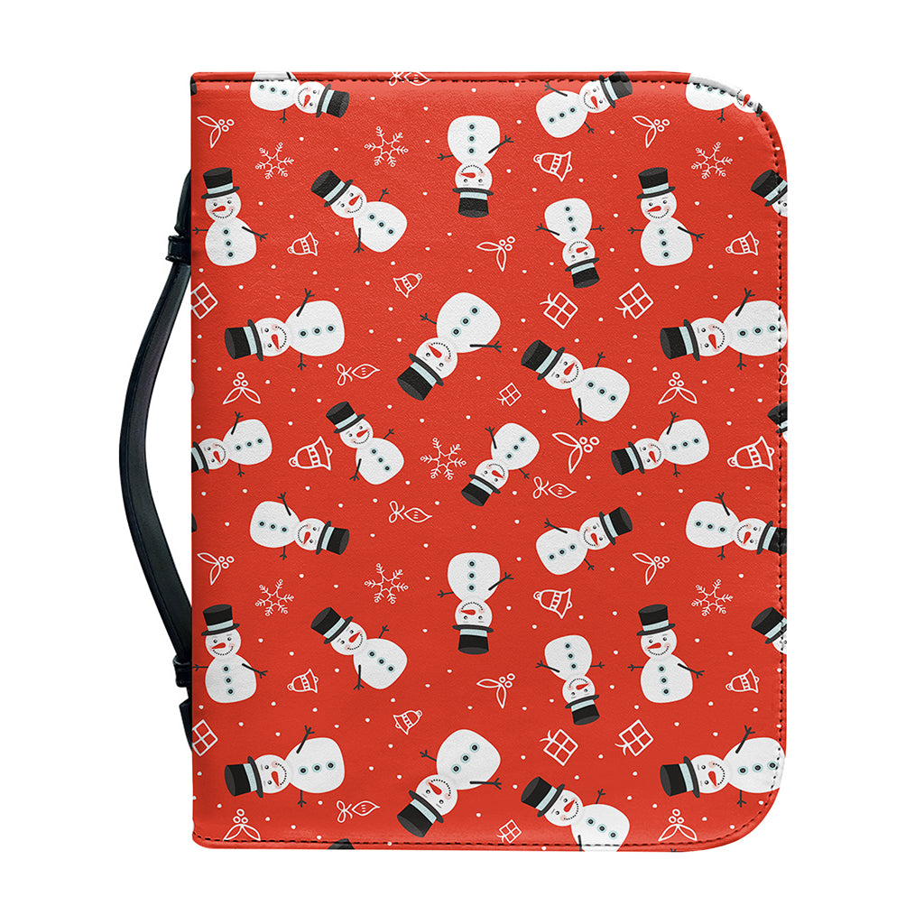 Christmas Snowman Pattern Print Leather Bible Cover