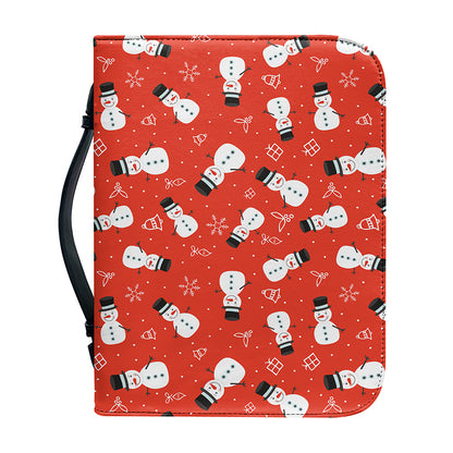 Christmas Snowman Pattern Print Leather Bible Cover