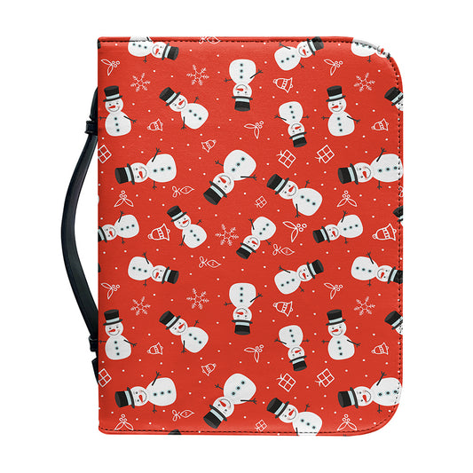 Christmas Snowman Pattern Print Leather Bible Cover