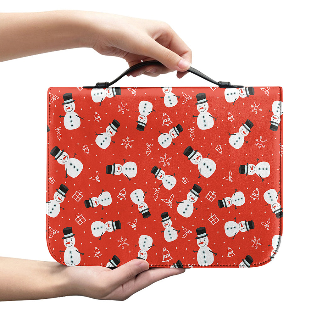 Christmas Snowman Pattern Print Leather Bible Cover