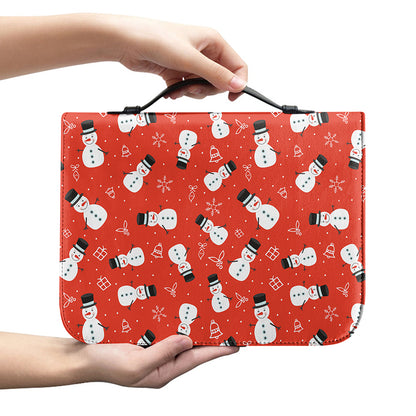 Christmas Snowman Pattern Print Leather Bible Cover