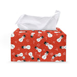 Christmas Snowman Pattern Print Leather Tissue Box Cover