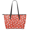 Christmas Snowman Pattern Print Leather Tote Bag With Zipper
