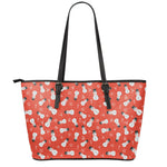 Christmas Snowman Pattern Print Leather Tote Bag