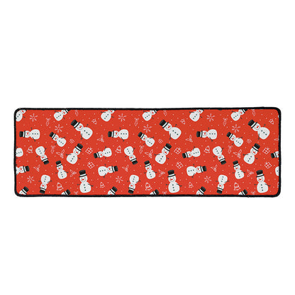 Christmas Snowman Pattern Print Long Kitchen Mat