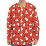 Christmas Snowman Pattern Print Long Sleeve Baseball Jersey