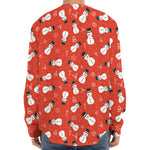 Christmas Snowman Pattern Print Long Sleeve Baseball Jersey