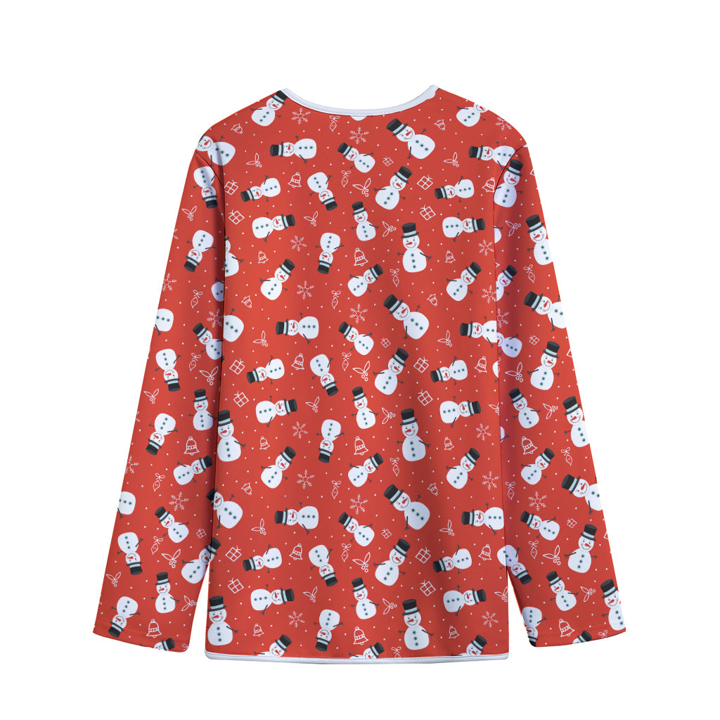 Christmas Snowman Pattern Print Long Sleeve Short Coat