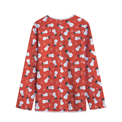 Christmas Snowman Pattern Print Long Sleeve Short Coat