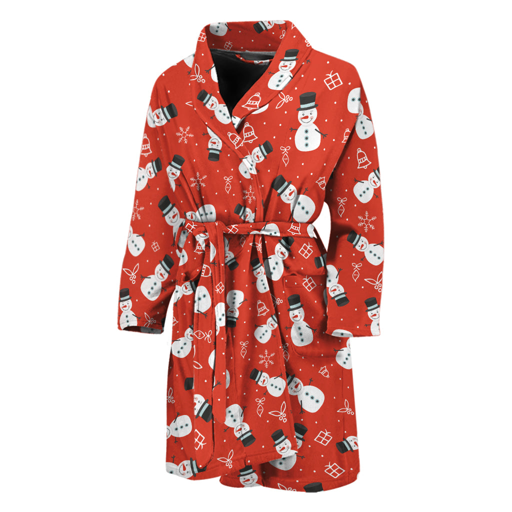 Christmas Snowman Pattern Print Men's Bathrobe