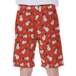 Christmas Snowman Pattern Print Men's Beach Shorts