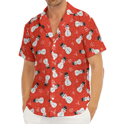 Christmas Snowman Pattern Print Men's Deep V-Neck Shirt