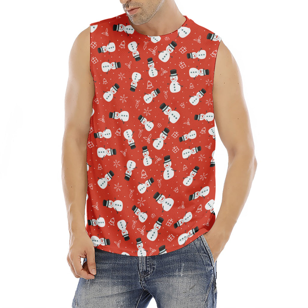Christmas Snowman Pattern Print Men's Fitness Tank Top