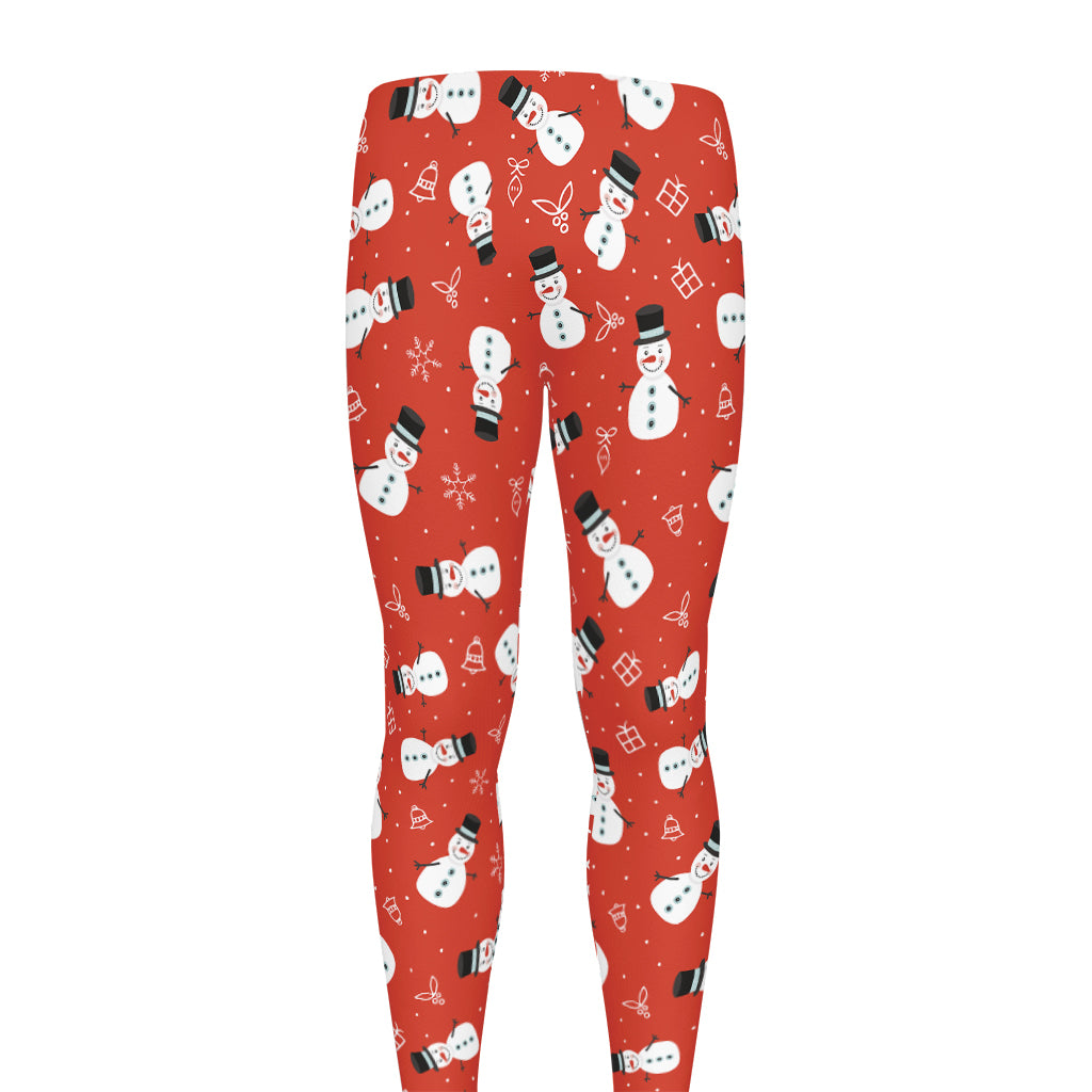 Christmas Snowman Pattern Print Men's leggings