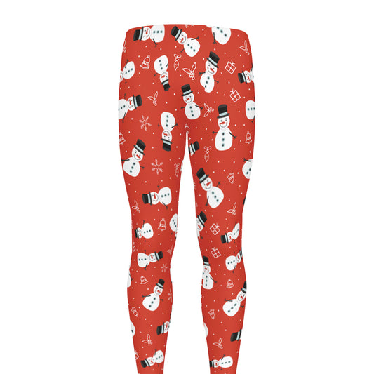 Christmas Snowman Pattern Print Men's leggings