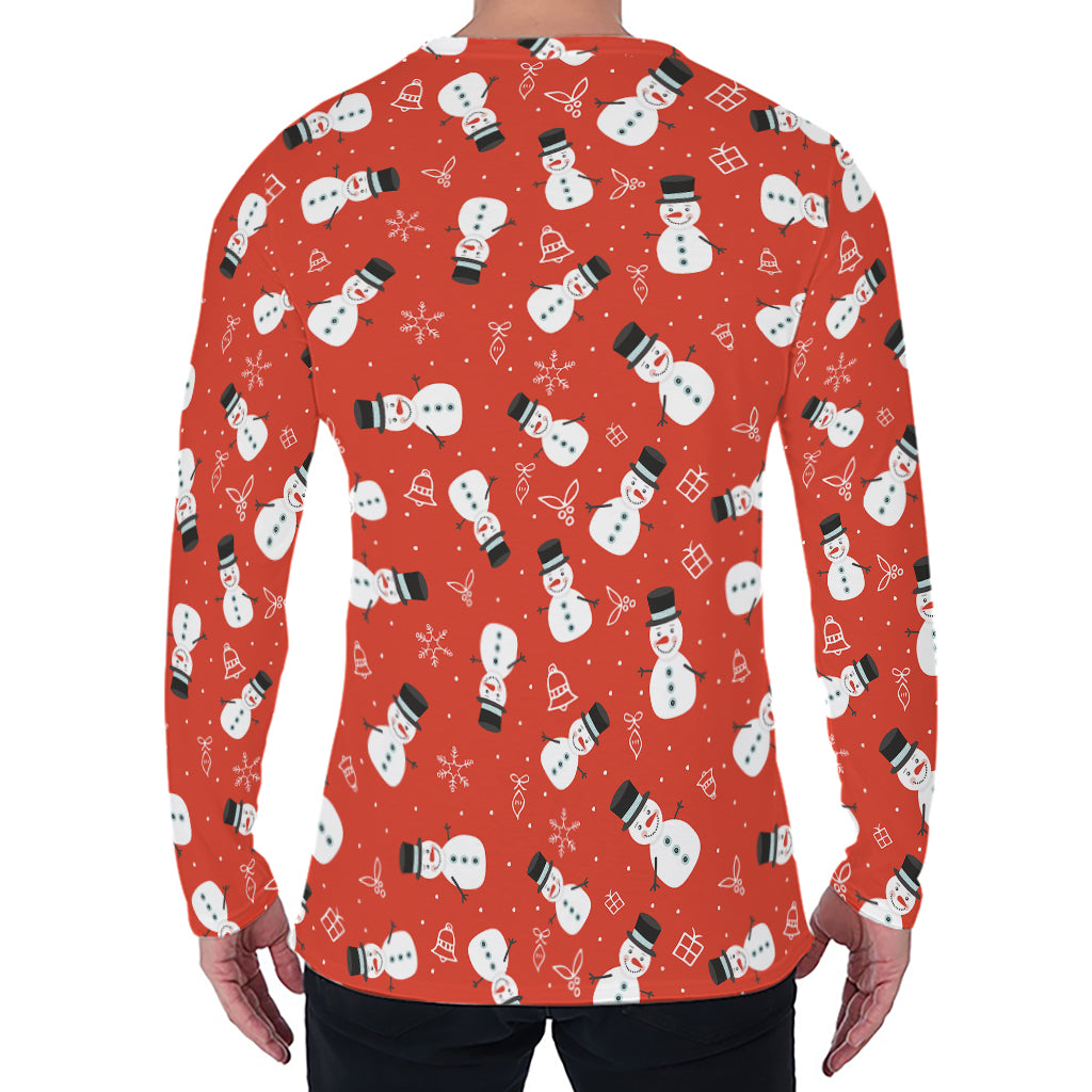 Christmas Snowman Pattern Print Men's Long Sleeve T-Shirt