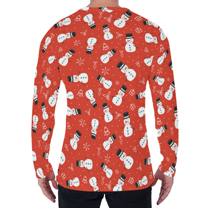 Christmas Snowman Pattern Print Men's Long Sleeve T-Shirt