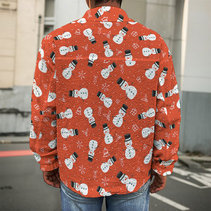 Christmas Snowman Pattern Print Men's Shirt Jacket