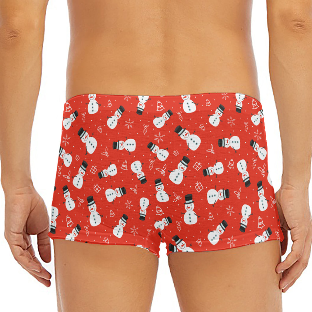 Christmas Snowman Pattern Print Men's Short Boxer Briefs