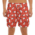 Christmas Snowman Pattern Print Men's Split Running Shorts