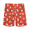 Christmas Snowman Pattern Print Men's Athletic Shorts