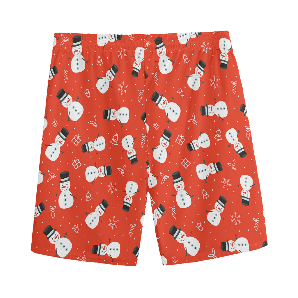 Christmas Snowman Pattern Print Men's Sports Shorts