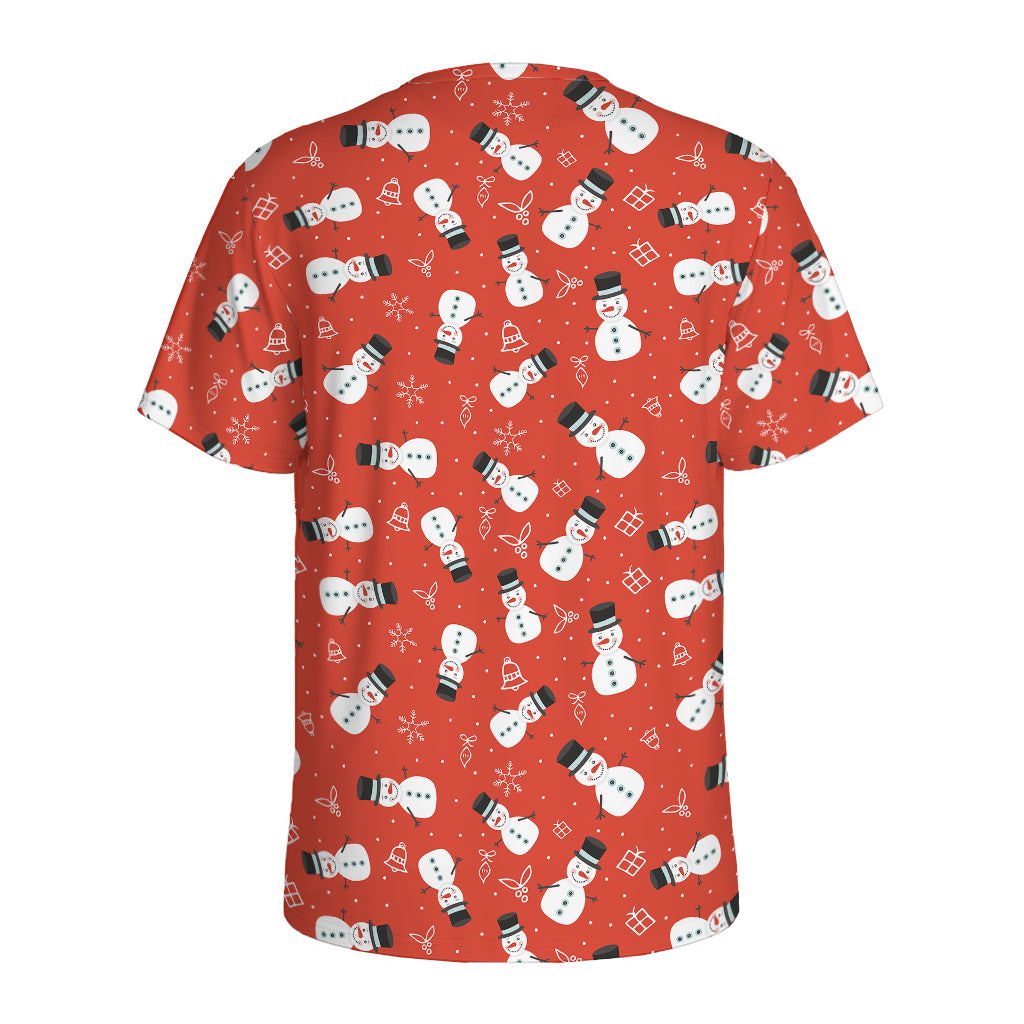 Christmas Snowman Pattern Print Men's Sports T-Shirt