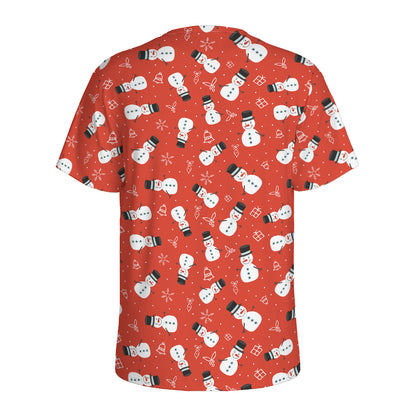 Christmas Snowman Pattern Print Men's Sports T-Shirt
