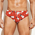 Christmas Snowman Pattern Print Men's Swim Briefs