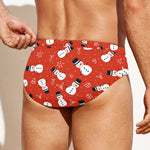 Christmas Snowman Pattern Print Men's Swim Briefs