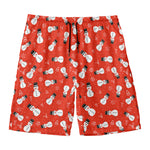 Christmas Snowman Pattern Print Men's Swim Trunks