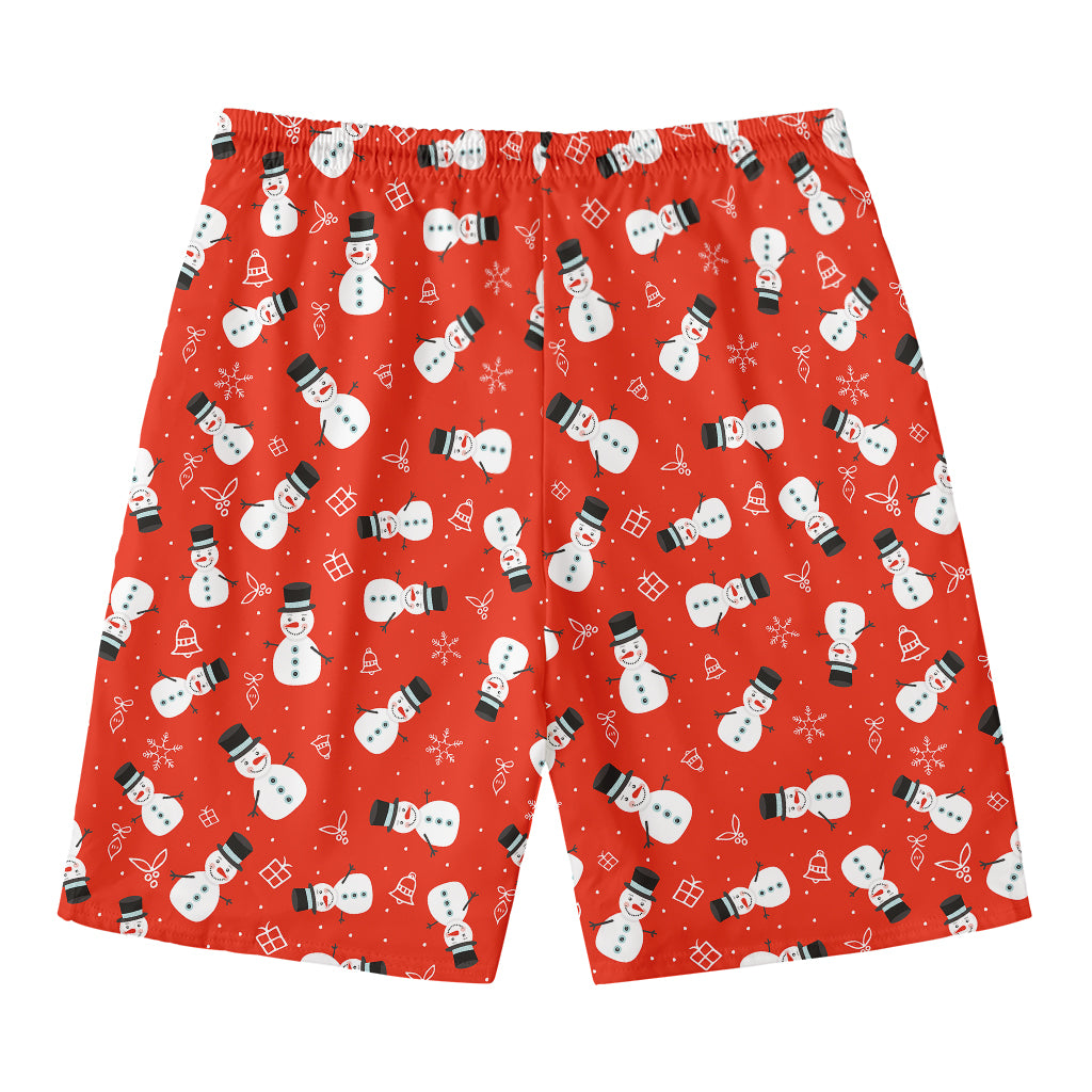 Christmas Snowman Pattern Print Men's Swim Trunks