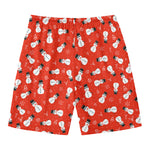 Christmas Snowman Pattern Print Men's Swim Trunks
