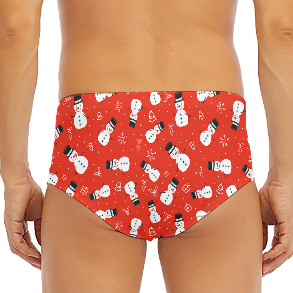 Christmas Snowman Pattern Print Men's Triangle Swim Briefs