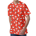 Christmas Snowman Pattern Print Men's Velvet T-Shirt