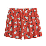 Christmas Snowman Pattern Print Mesh Shorts
